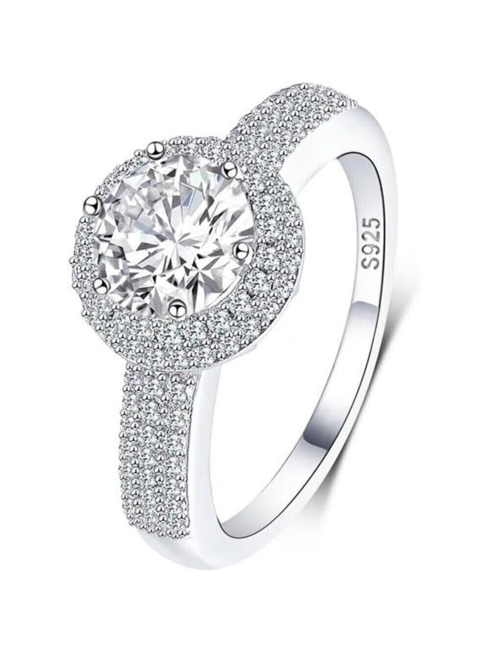 18K WGP Sterling Silver Elegant CZ Ring